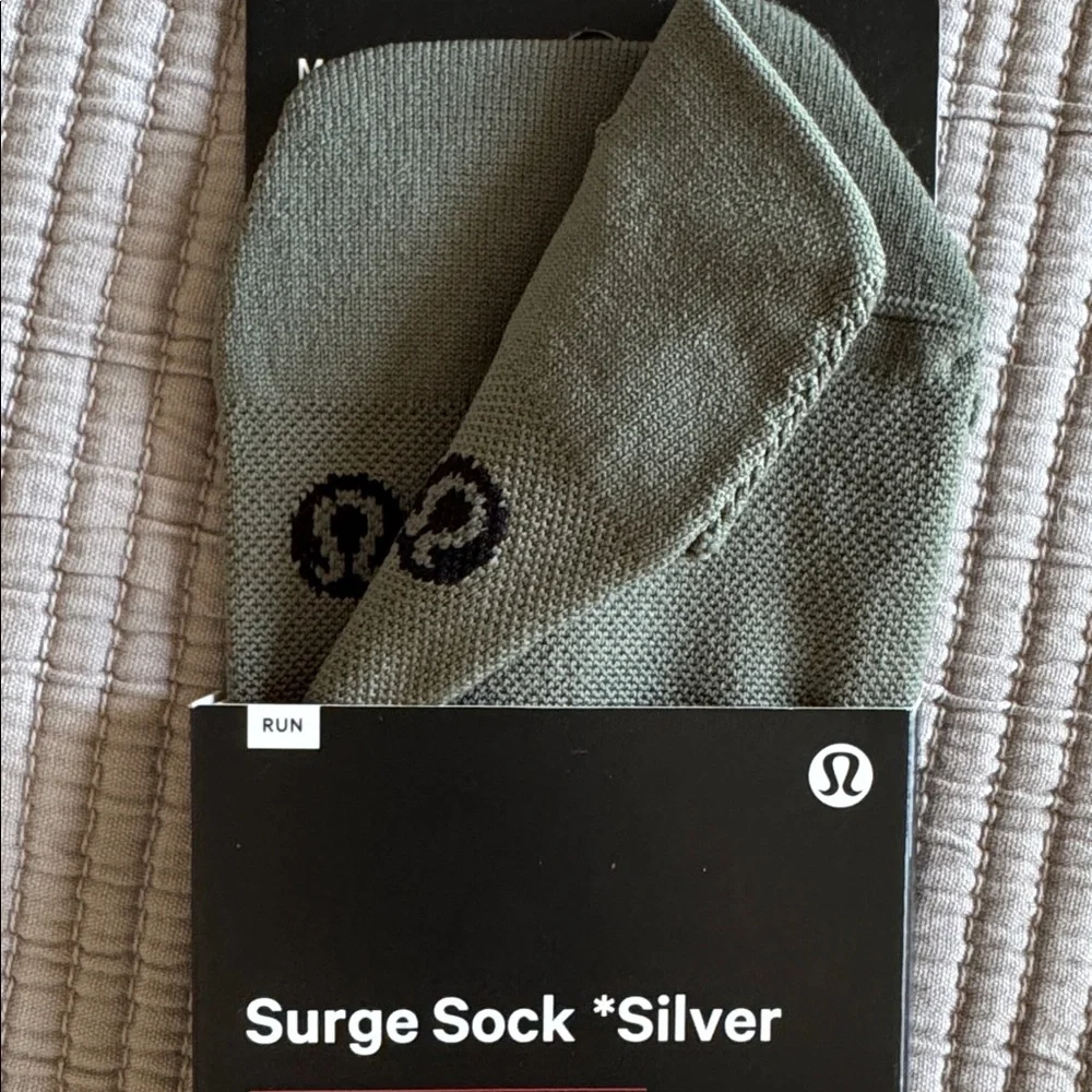 Lululemon Men’s Surge Sock *Silver Size M/L NWT